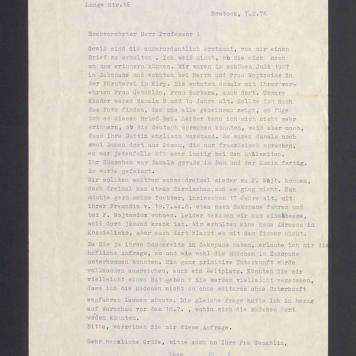 Hochverehrter Herr Professor! Gewiss sind Sie ausserordentlich erstaunt [...]