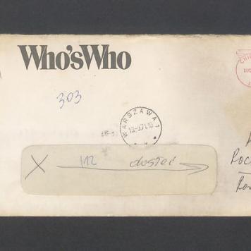 Koperta, nad. Marquis Who's Who Inc.