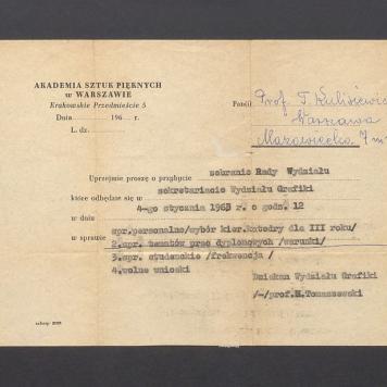 Zaproszenie na zebranie Rady Wydziału