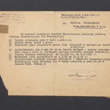 Związek Polskich Artystów Plastyków: terminy organizacyjne III subskrypcji