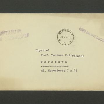 Koperta, nad. Ministerstwo Spraw Zagranicznych
