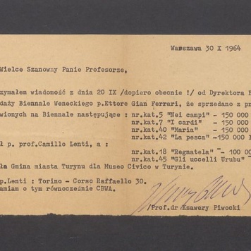 Wielce Szanowny Panie Profesorze, Otrzymałem wiadomość [...]