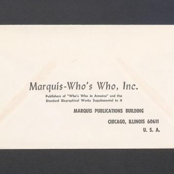 Koperta zwrotna, Marquis-Who's Who