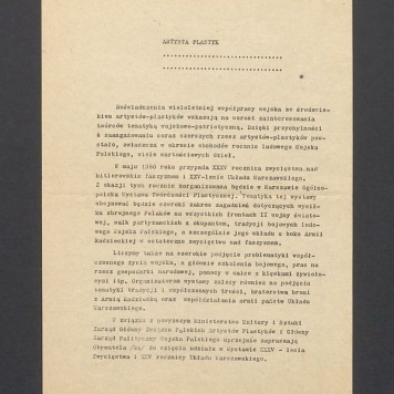 Doświadczenia wieloletniej współpracy wojska ze środowiskiem artystów-plastyków [...]