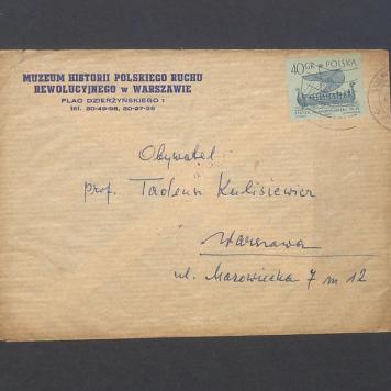 Koperta, nad. Muzeum Historii Polskiego Ruchu Rewolucyjnego 
