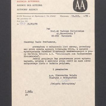 Szanowny Panie Profesorze, przesyłamy w załączeniu list umowny [...]