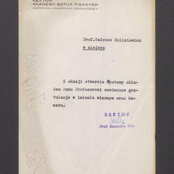 Z okazji otwarcia Wystawy składamy Panu Profesorowi serdeczne gratulacje [...]