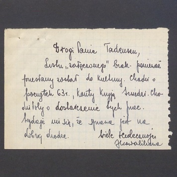 Drogi Panie Tadeuszu, Listu "zaręczonego" brak [...]