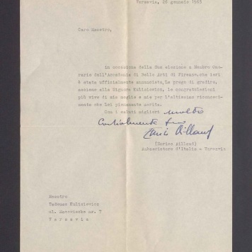 Caro Maestro, in occasione della Sua elezione a Membro Onorario dell' Accademia di Belle Arti di Firenze [...]
