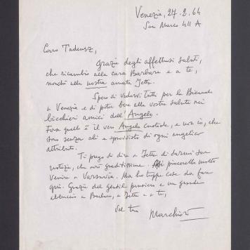 Caro Tadeusz, Grazie degli affettuosi [...]