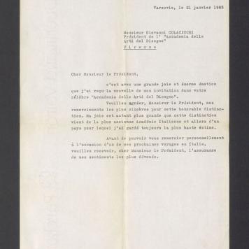 Zaproszenie na obiad wydany z okazji wręczenia odznaki honorowej