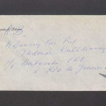Koperta, adr. W. Szanowny Pan Prof. Tadeusz Kulisiewicz