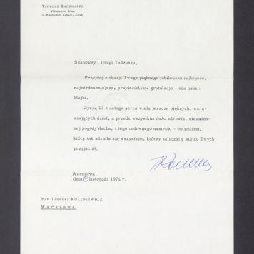 Szanowny i Drogi Tadeuszu, Przyjmij z okazji Twego pięknego jubileuszu najlepsze [...]