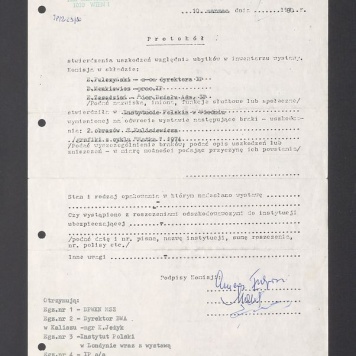 Protokół stwierdzenia uszkodzeń inwentarza wystawy