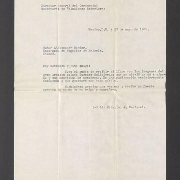 Muy estimado y fino amigo: Tuve el gusto de recibir [...]