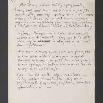 Przemówienie T. Kulisiewicza jako członka Stołecznej Rady Narodowej