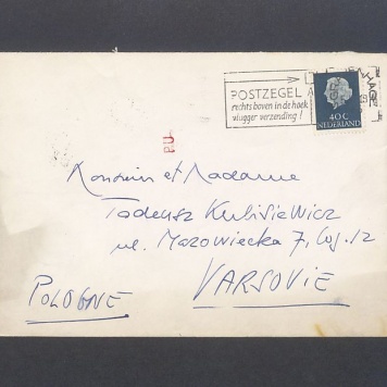 Koperta, adr. Monsieur et Madame Tadeusz Kulisiewicz
