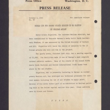 Press release. Murals for new Warsaw sports stadium to be painted by mexican artist