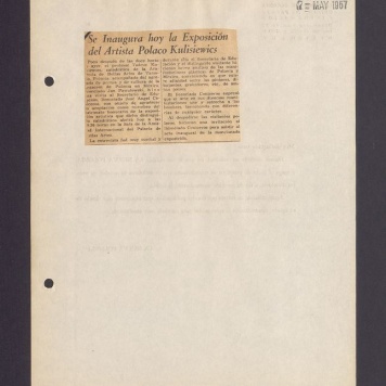 Se Inaugura hoy la Exposicion del Artista Polaco Kulisiewics