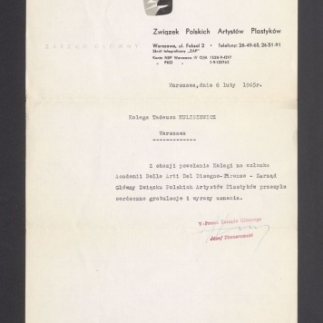 Z okazji powołania Kolegi na członka Academii Delle Arti Del Disegno Firenze [...]