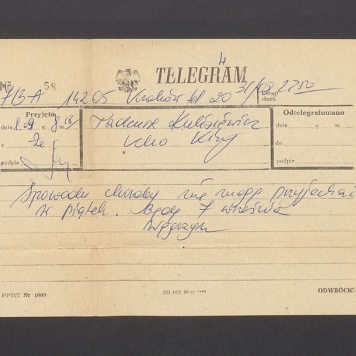 Telegram. Spowodu choroby nie mogę przyjechać w piątek [...]