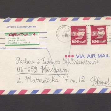 Koperta, adr. Barbara i Tadeusz Kulisiewiczowie