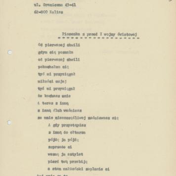 Piosenka z przed I wojny światowej