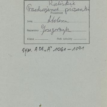 Zeszyt - Kaliskie przedwojenne piosenki, cz. I