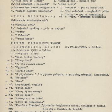 Lista piosenek