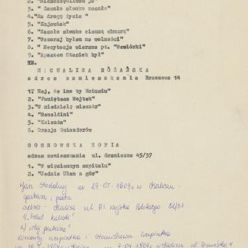 Wykaz uczestników Konkursu folklorystycznego miasta Kalisza 1976/77