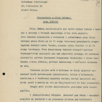 Wspomnienia z ulicy Babinej, lata 1910-11