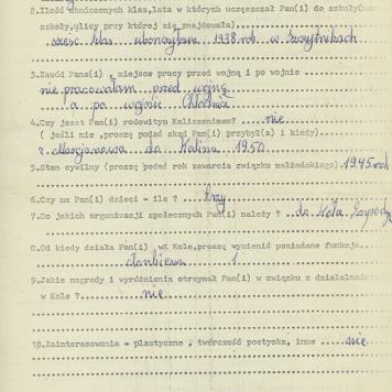 Leokadia Gaszczyńska - kwestionariusz osobowy