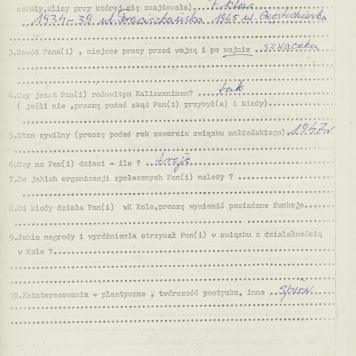 Helena Kosmowska - kwestionariusz osobowy