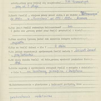 Waleria Kaźmierczak - kwestionariusz osobowy