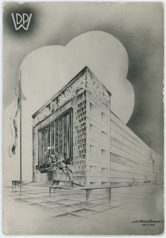 Projekt gmachu przysposobienia wojskowego im. Marszałka Józefa Piłsudskiego w Kaliszu autorstwa Witolda Wardęskiego