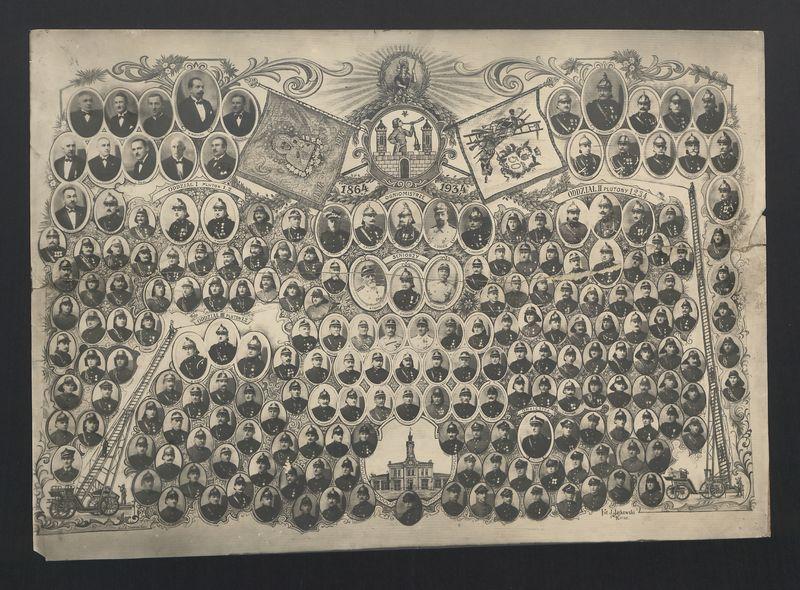 Tableau Kaliskiej Straży Pożarnej wykonane z okazji 70-lecia jej powstania (1864-1934)