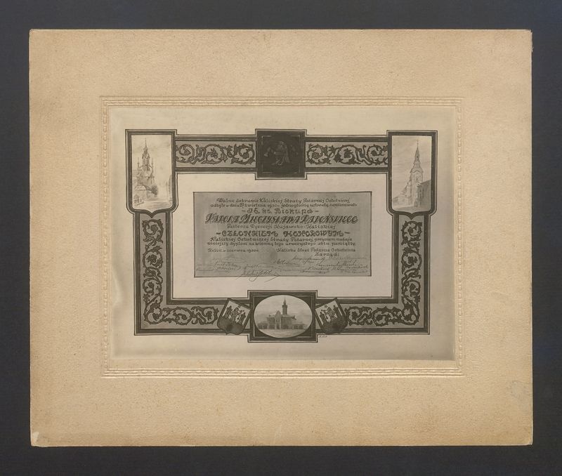 Dyplom honorowego członka Kaliskiej Ochotniczej Straży Pożarnej 