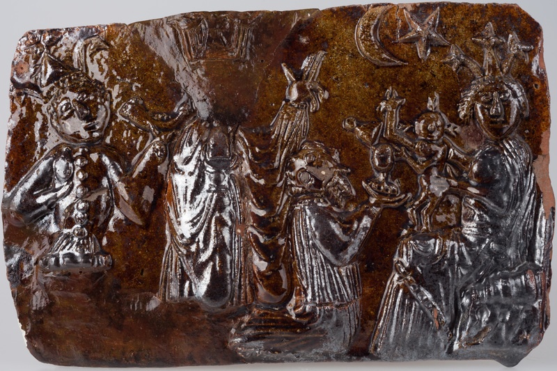 Kafel ze sceną Pokłonu Trzech Króli