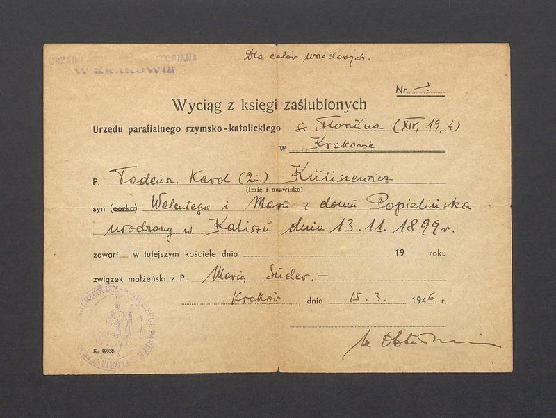 Wyciąg z księgi zaślubin