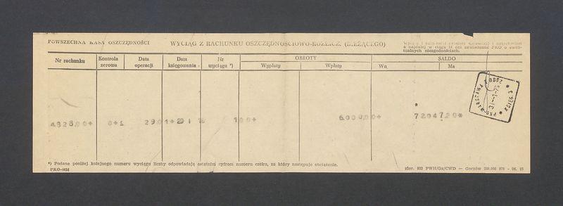 Powszechna Kasa Oszczędności: wyciąg z rachunku oszczędnościowo- rozliczeniowego (bieżącego) 