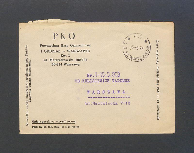 Koperta, nad. Powszechna Kasa Oszczędności