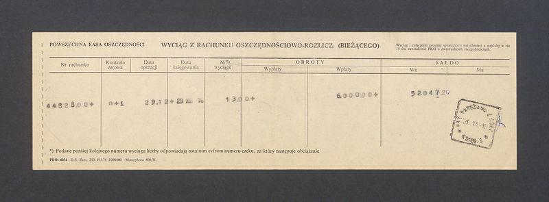 Wyciąg z rachunku oszczędnościowo-rozliczeniowego