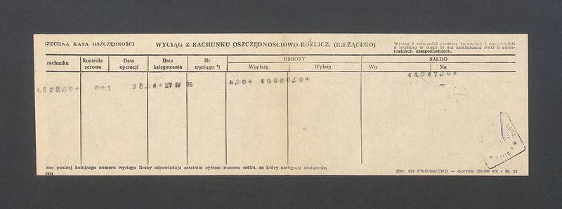 Powszechna Kasa Oszczędności: wyciąg z rachunku oszczędnościowo-rozliczeniowego