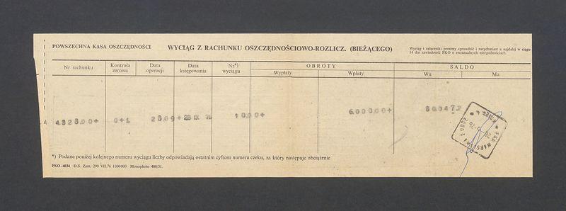 Powszechna Kasa Oszczędności: wyciąg z rachunku oszczędnościowo- rozliczeniowego (bieżącego)