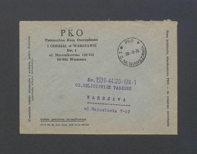 Powszechna Kasa Oszczędności, koperta