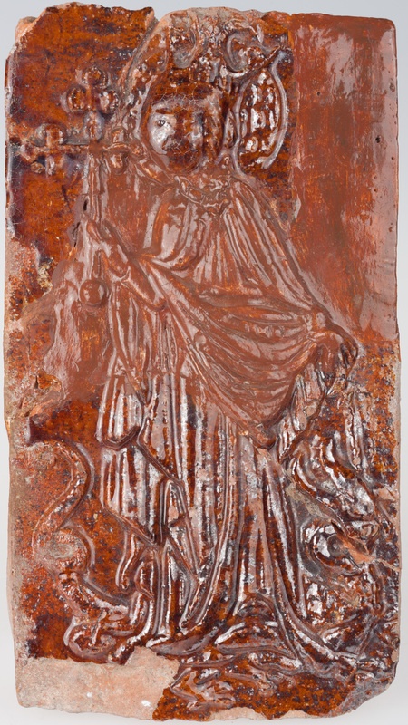 Kafel z wyobrażeniem św. Małgorzaty Antiocheńskiej