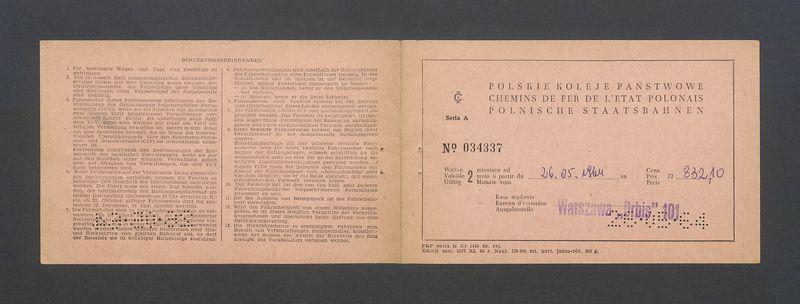 Bilet PKP na przejazd Warszawa - Wenecja