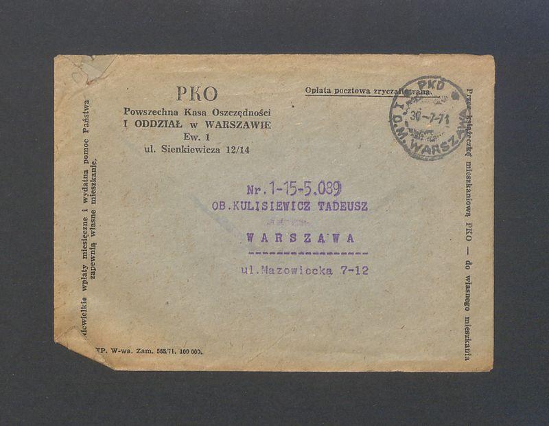 Powszechna Kasa Oszczędności, koperta