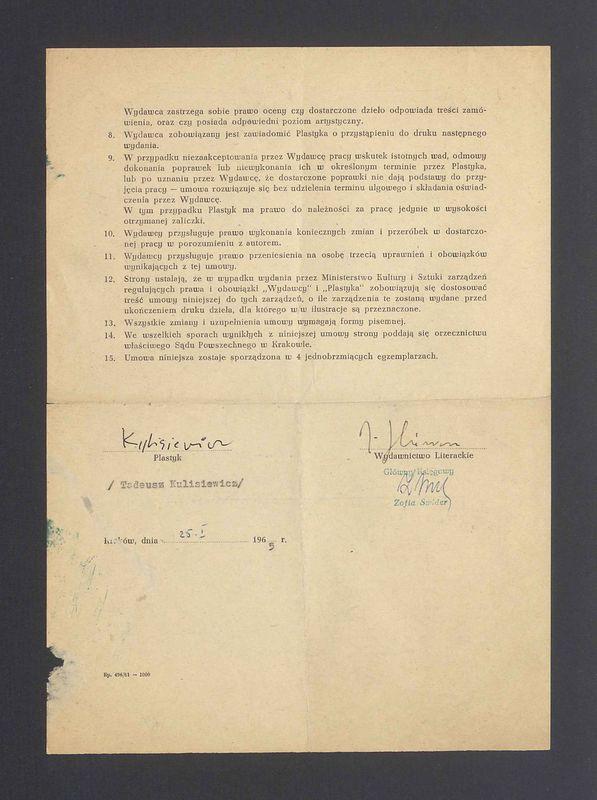 Umowa na wykonanie ilustracji do książki "Matka Courage i jej dzieci" B. Brechta