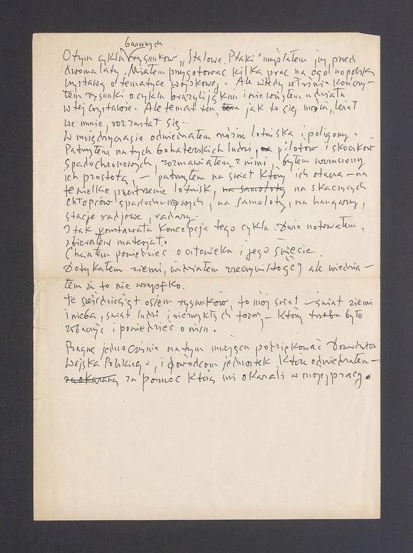 Notatka nt. powstania cyklu "Stalowe ptaki"